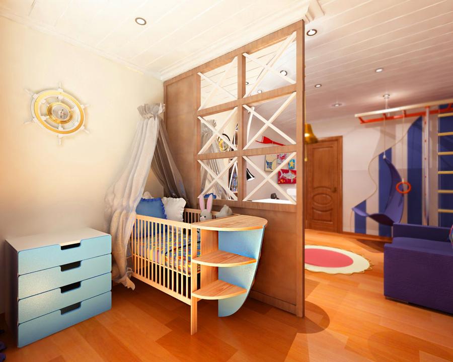 Перегородка для зонирования пространства в детской комнате